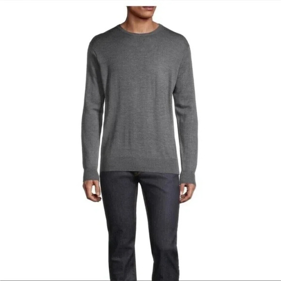 Peter Miller Crown Crewneck Silk & Merino Wool Sweater In Charcoal| Size: Large - Picture 1 of 12